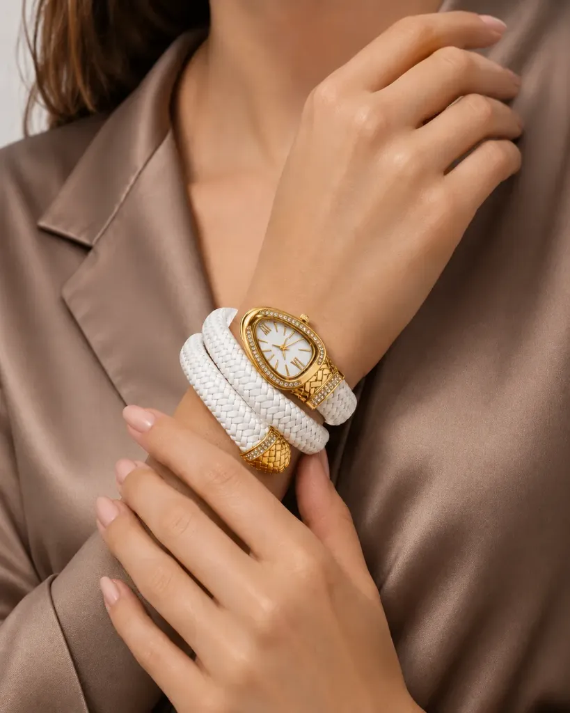 Braided Double Wrap Snake Watch