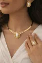 Pearl Oval Necklace Set