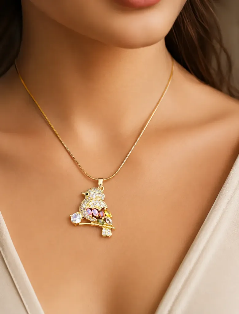 Crystal Sparrow Charm Pendant