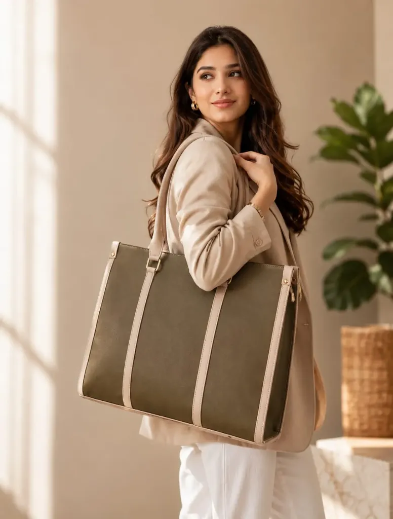Olive & Ivory Executive Laptop Bag